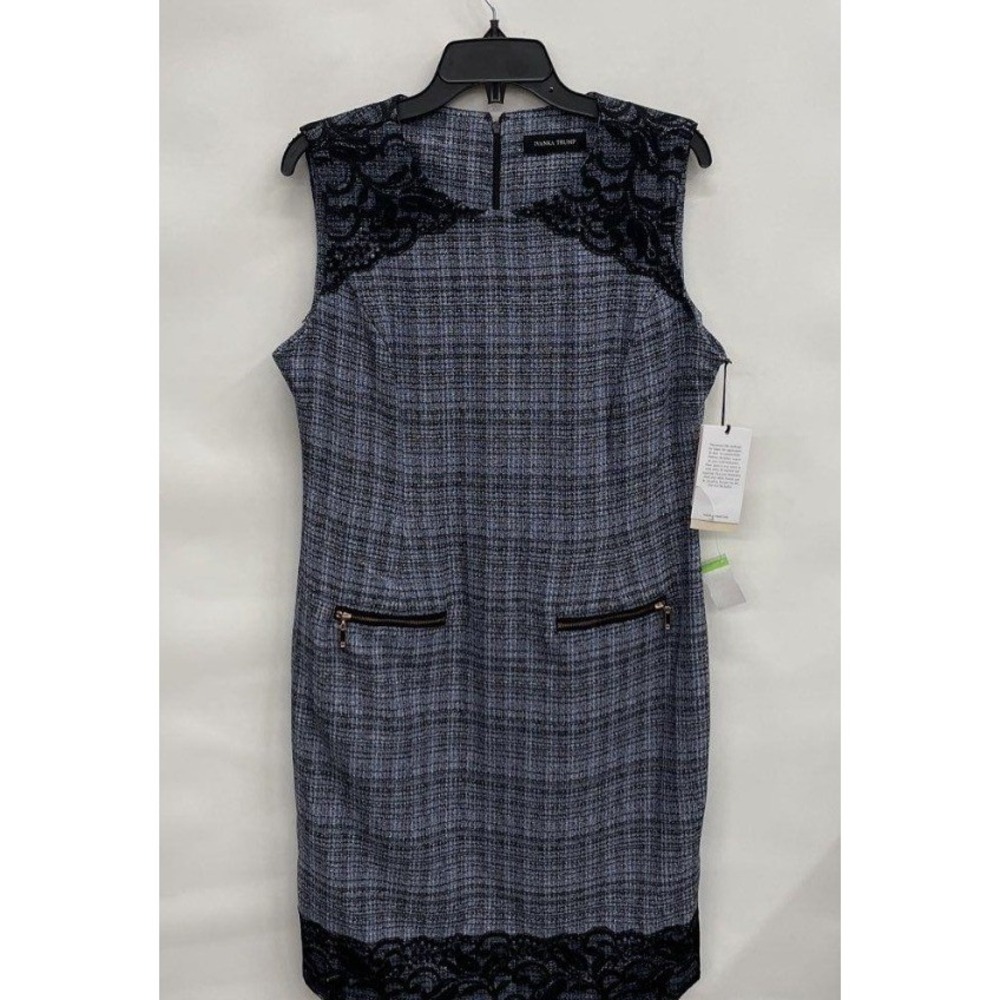 Ivanka Trump Wonderland Tweed Lace Sheath Dress Blue Black Size 12 ID8W1JFR